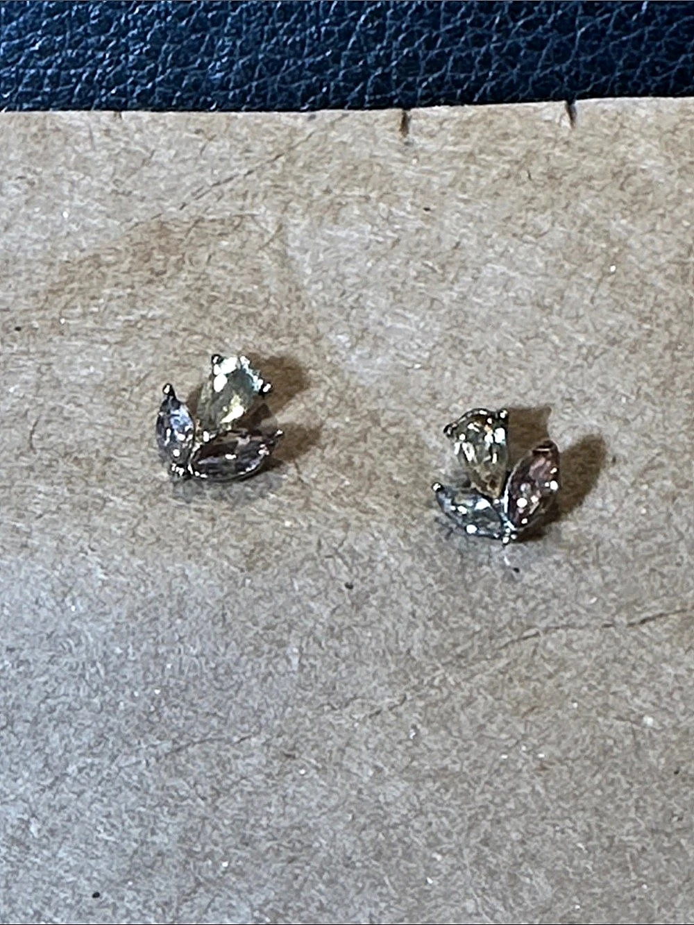 Floral Crystal Stud Earrings in Silver & Pink